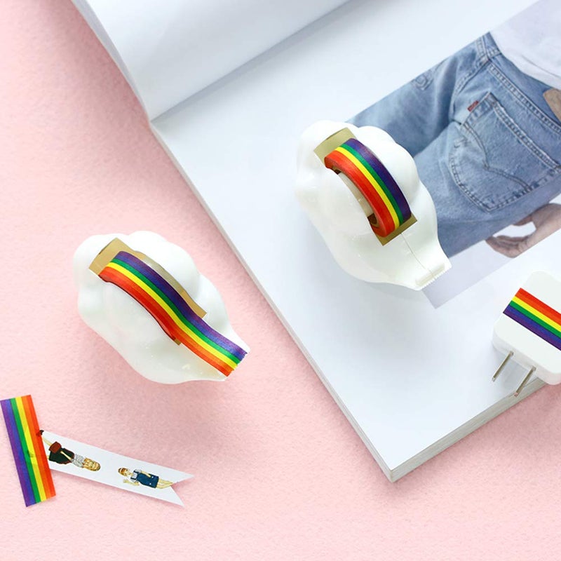 Lind Kitchen 1-Pack Creative Cloud Tape Dispenser with Rainbow Masking Tape,Decorative Cartoon Plastic Tape Holder Cutting Tape for Home Office School Stationery Supplies - Image 3